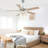 Baringer 52" Chrome Finish Modern Luxury Crystal Ceiling Fan with Lights and Remote, DC Motor 6 Speeds Reversible Ceiling Fan for Large Room-2000026741