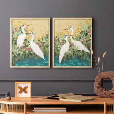 Reproduction encadrée Heron Lagoon I-Premium - prête à être accrochée - aucun clou requis - aucun clou requis