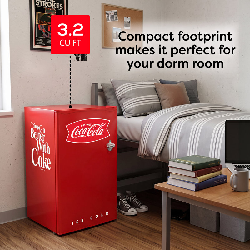3.2 Cu. Ft. Refrigerator With Freezer and Bottle Opener, Red, Red