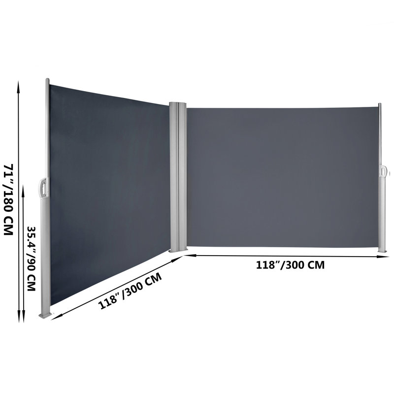 VEVOR 236'' W x 71'' D Metal Cover Retractable Side Awning, Gray