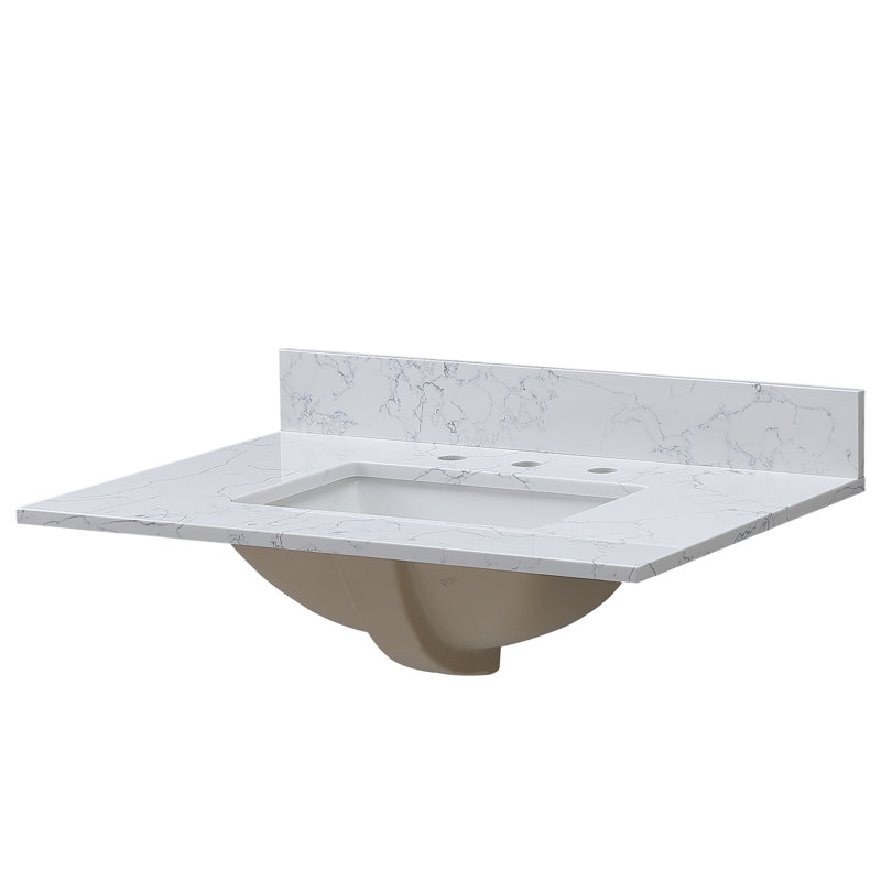 Plateau de meuble-lavabo simple 31 po avec lavabo, Blanc