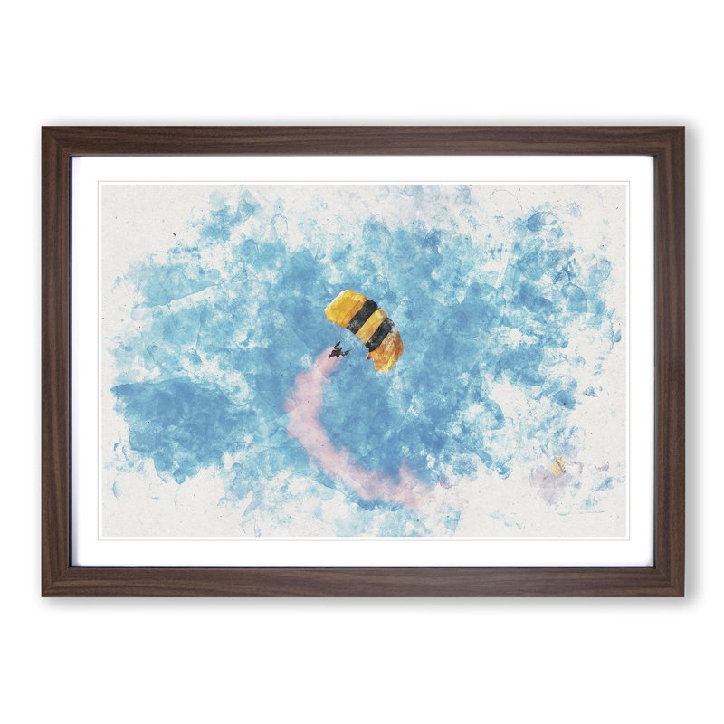 Skydiving - Picture Frame Painting Print, 45cm H x 63cm W x 2cm D, Walnut Framed