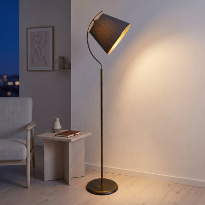 Lampe sur pied géométrique contemporaine noire Elysian
