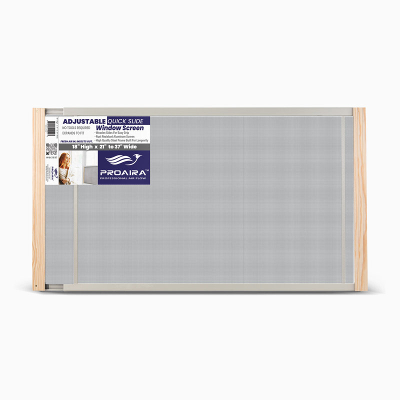 Adjustable Wood Frame Quick Slide Window Screen, 18" H x 37" W