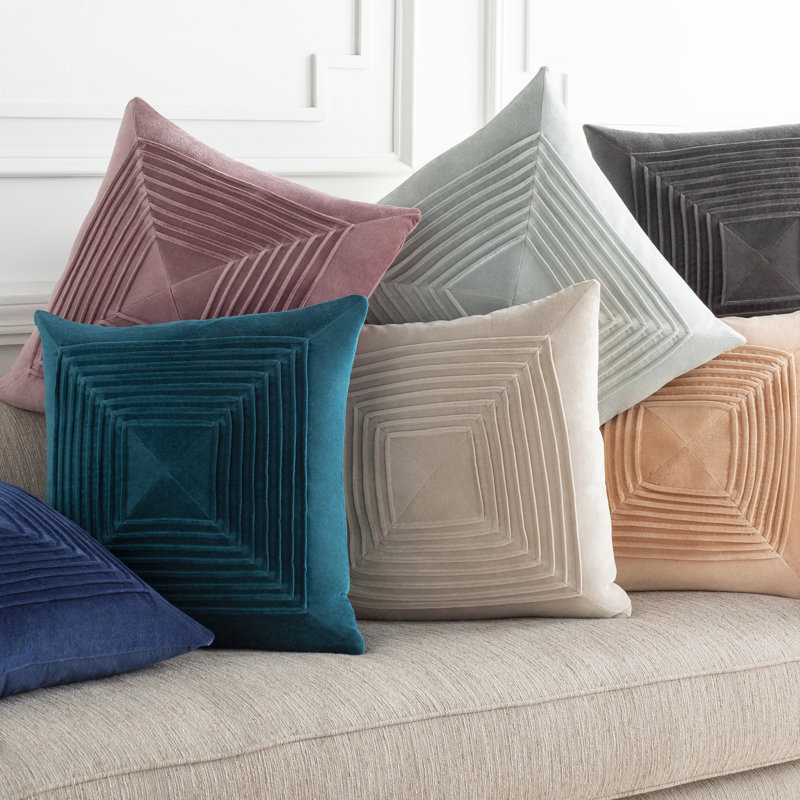 Krumm Cotton Throw Pillow, 20" H x 20" W x 5" D, Dark Beige, Pillow With Down Insert