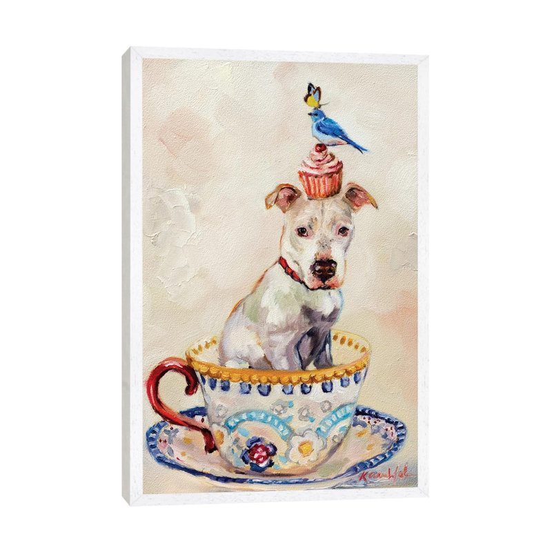 Pitty Party by Karen Weber - Painting on Canvas, 66.04cm H x 45.72cm W x 3.81cm D, White Floater Framed
