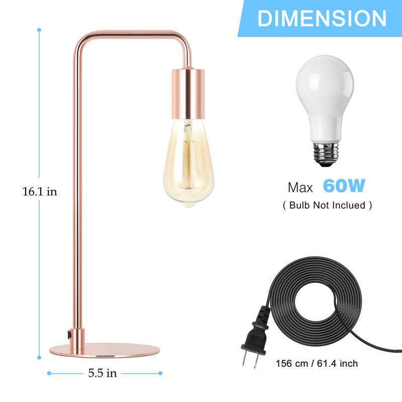Ensemble de lampe de table arquée 15,9 "or, Rose