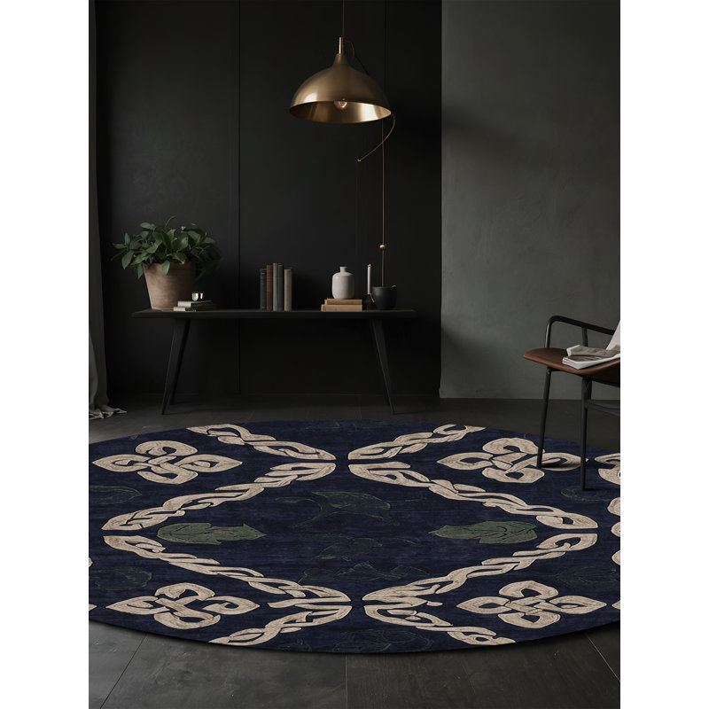 Machine Washable Gray Area Rug, Round 5'
