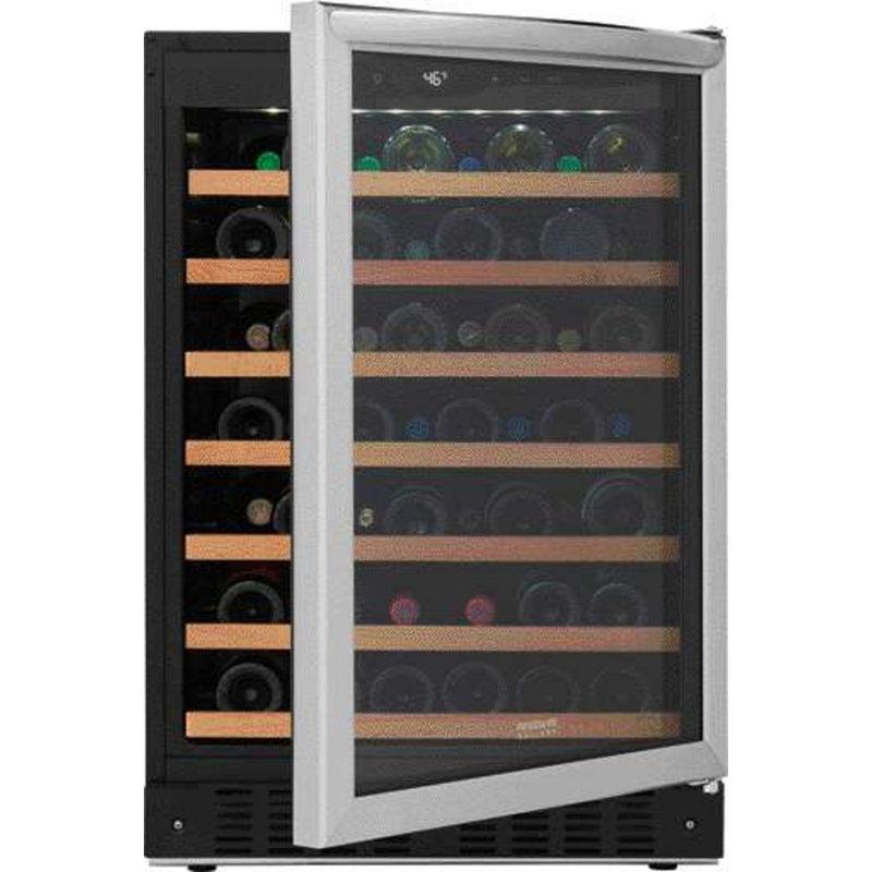 Stainless Steel Freestanding Wine Cooler with Glass Door and LED Lighting
