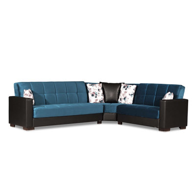 PrimeNest NimbusFlow Collection Upholstered Convertible Sectional with Storage