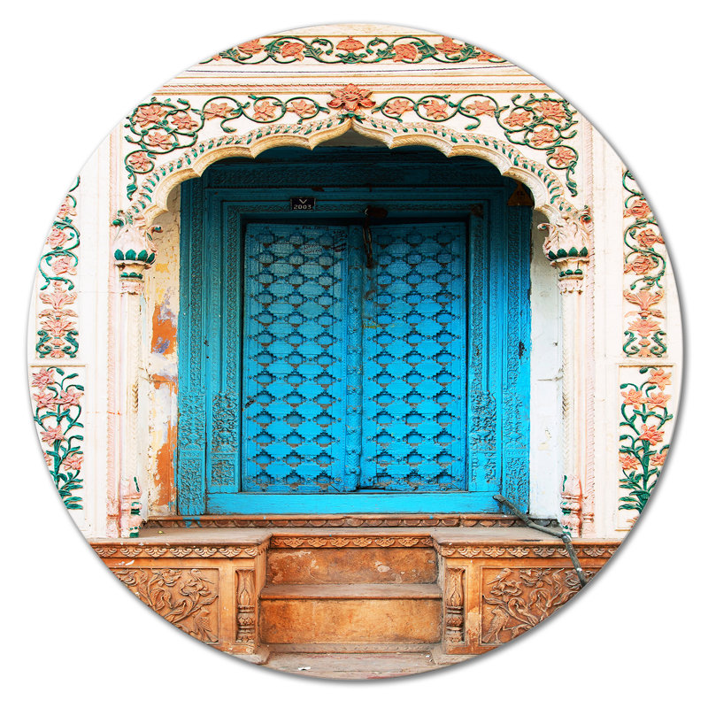 Porte indienne bleue traditionnelle - Impression sans cadre sur métal