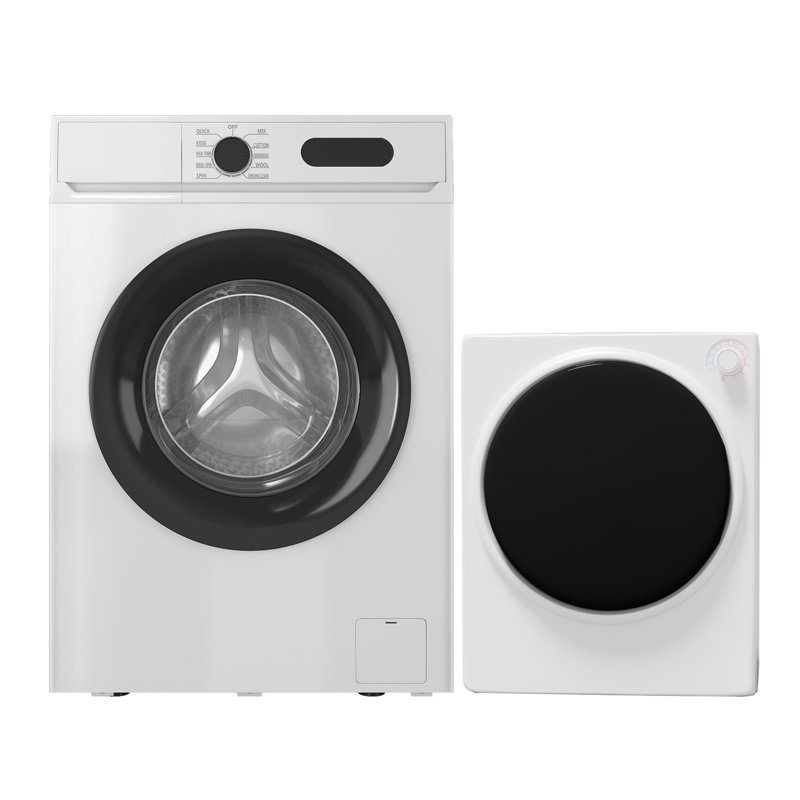 1,6 pi. Cu. Laveuse à chargement frontal et 2,6 pieds cubes Combo de sécheuse, ensemble de sécheuse à linge empilable compacte avec affichage à DEL et plusieurs modes pour la maison