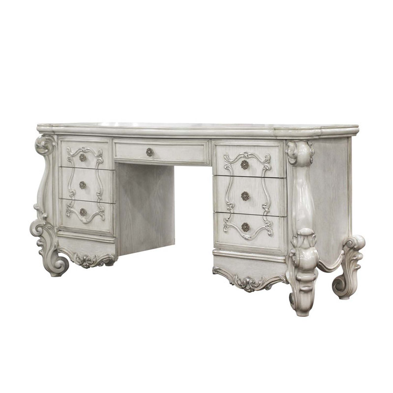 Versailles Vanity Desk, Bone White Finish, Bone White