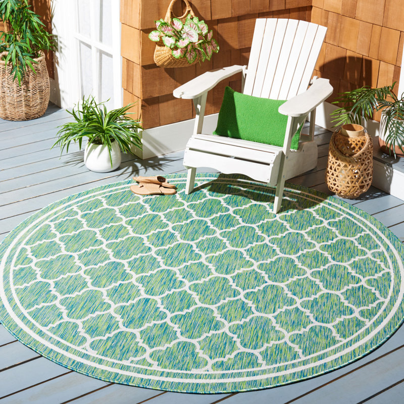 Tapis d'intérieur / extérieur à motif géométrique Almine Performance, Rond 6 pi 7 po