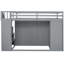Lit mezzanine gris avec de nombreux espaces de rangement: armoires, armoires, tiroirs pour la chambre à coucher