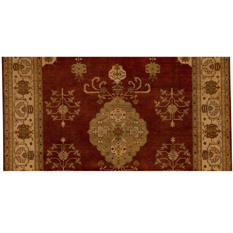 Tapis rouge / ivoire noué à la main de haute qualité