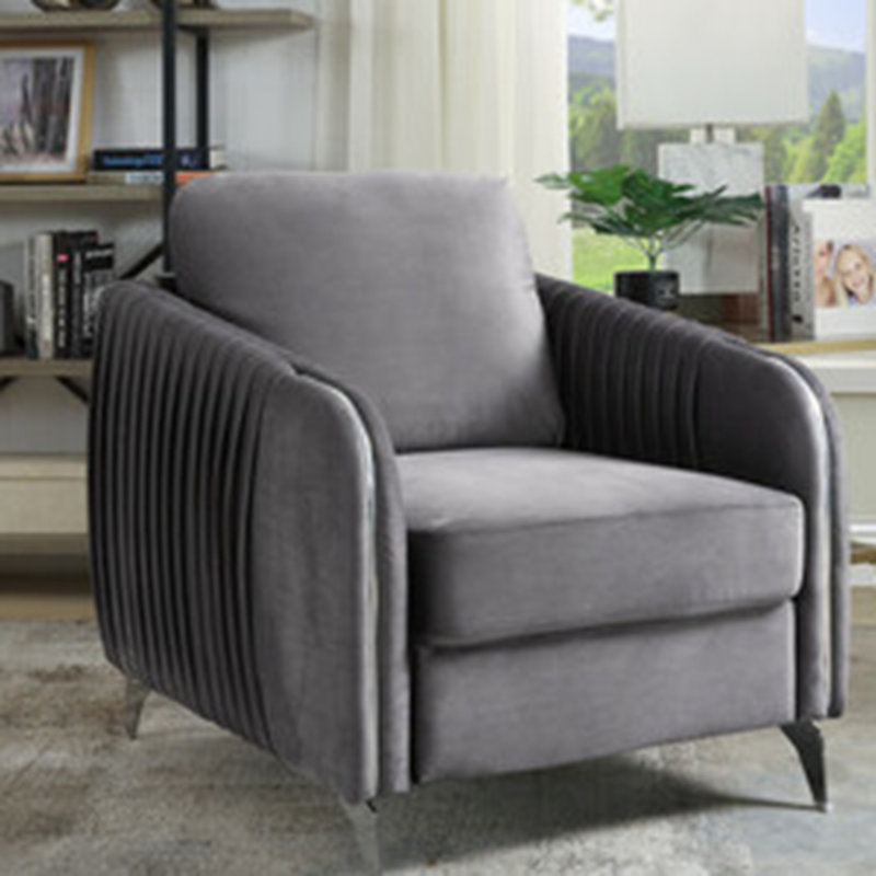 Fauteuil d'appoint chic et moderne en velours gris 32 po Hathaway
