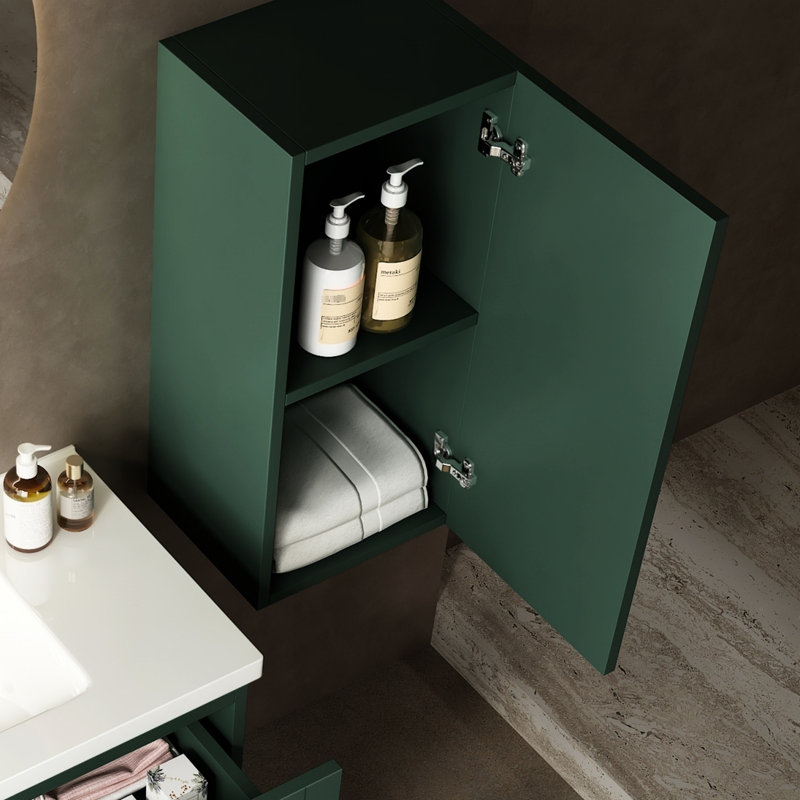 Armoire de salle de bain moderne avec porte et tablette - côté scandinave à fermeture douce 13,41 po Profond