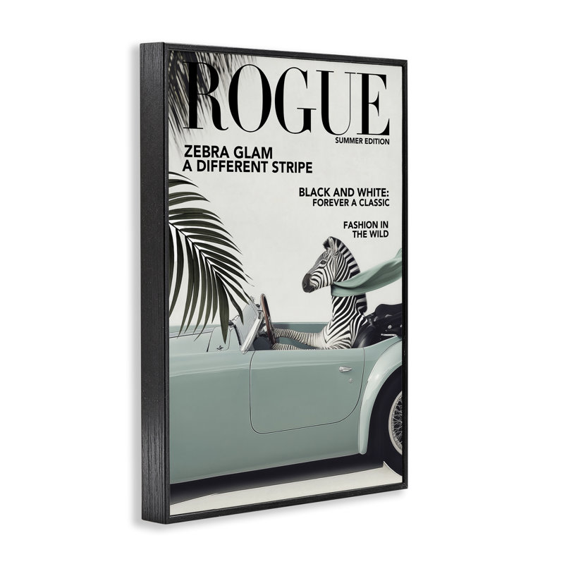 «Rogue Zebra», estampe numérique, design par Annabelle Hall, H 18 po x l 12 po, Giclée encadrée noir minuit