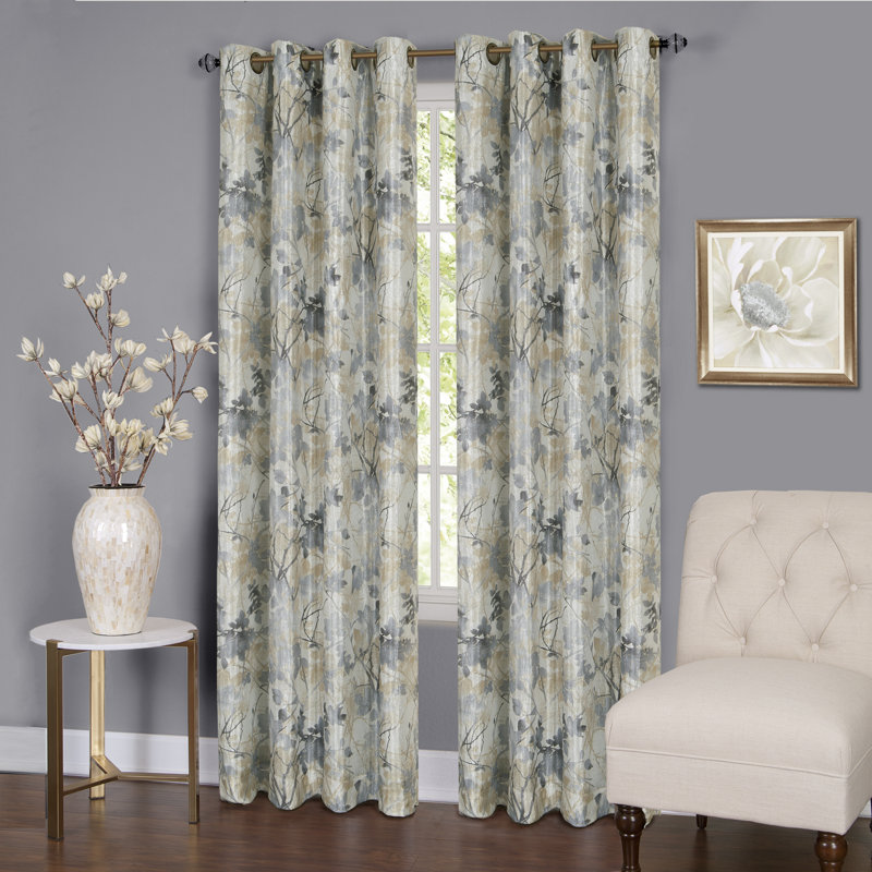 Sybilla Room Darkening Curtain Single Panel, 50"W x 84"L, Silver