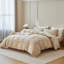 Literie 100 % coton à motif pied-de-poule et tissage gaufré-135650986-135650988