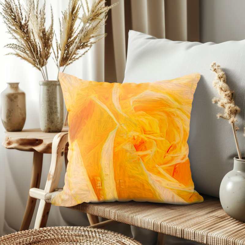 Housse de coussin, Jaune / abstrait, H 21,5 po x l 21,5 po