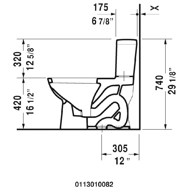 Toilette allongée une pièce D-Code 1,28 GPF (économe en eau) (siège inclus), Côté gauche