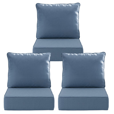 3-Piece Outdoor Patio Chair Cushion Set, 24 x 22 x 6.2 Inch, Weather-Resistant Olefin Cushions with Removable Covers