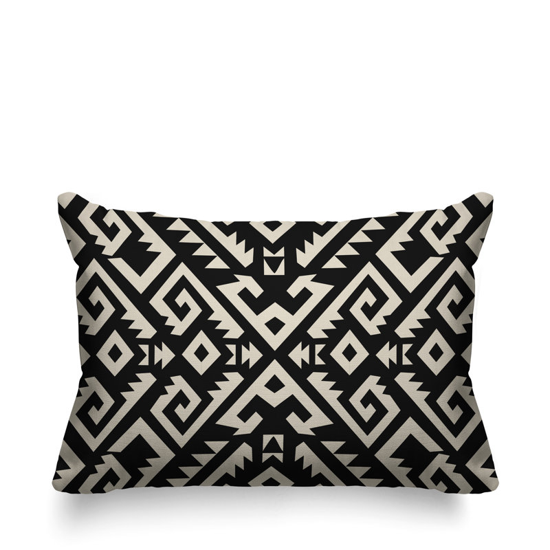 Coussin intérieur / extérieur Chitto Southwestern, Noir