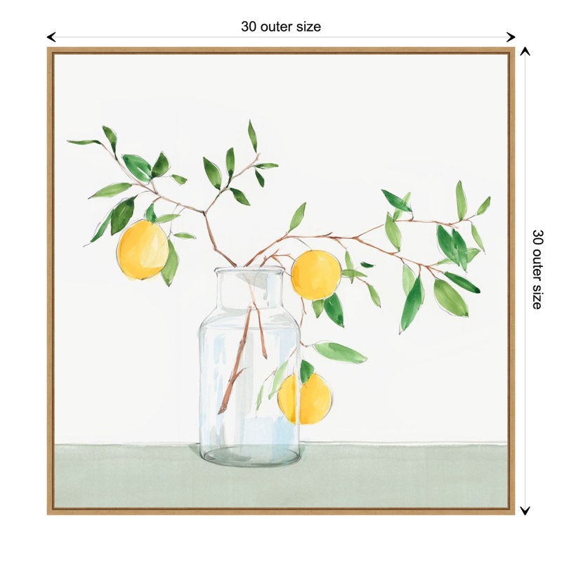 Sweet Lemonade Abstract Canvas Wall Art with Float Frame