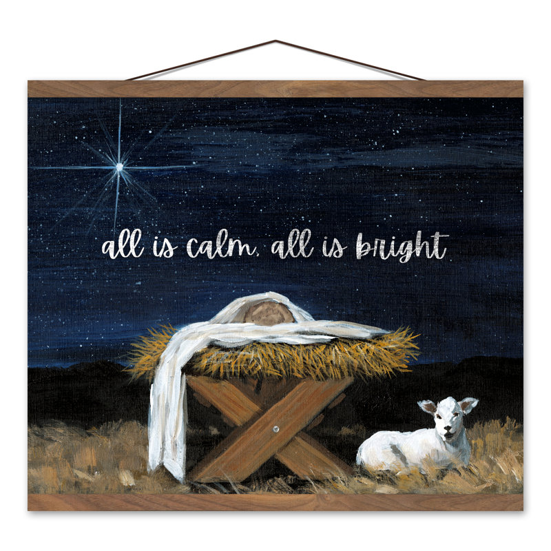 «All Is Calm All Is Bright Nativité», impression sur toile non encadrée