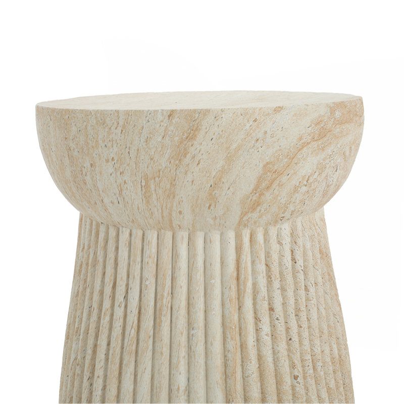 Table d'appoint d'extérieur en béton de travertin, Beige