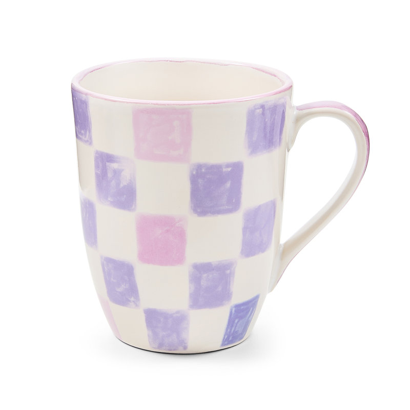 Check Mug, 12, Purple/White