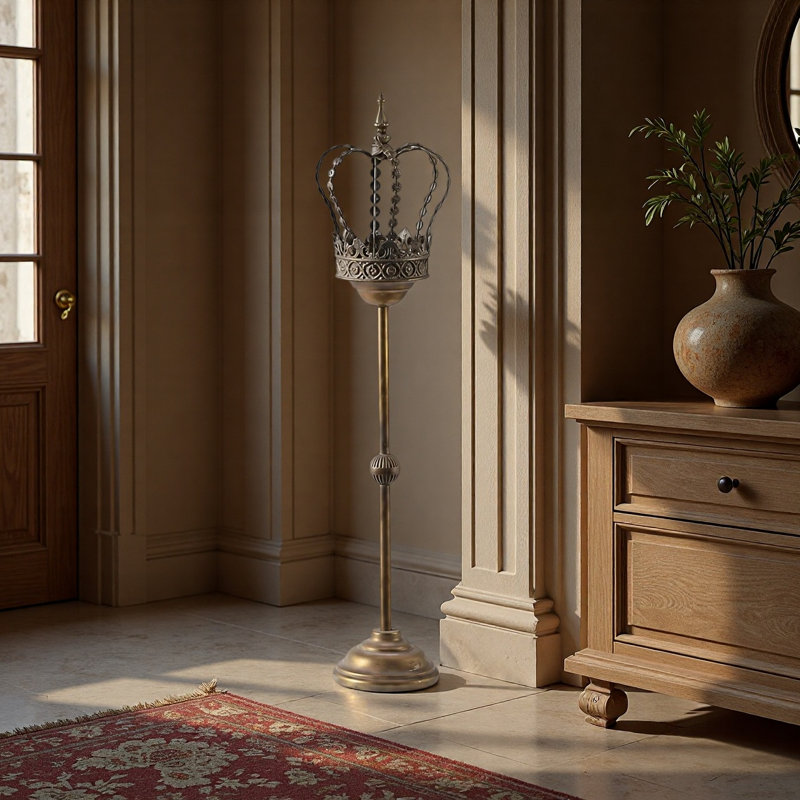 Retro metal crown floor candlestick, TALL