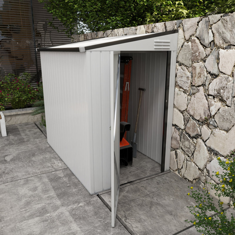 Remise 4,3 'x 6,3' Lean to Outdoor avec verrou, blanc, H 72,75 po x l 51,25 po x P 71,75 po, Blanc