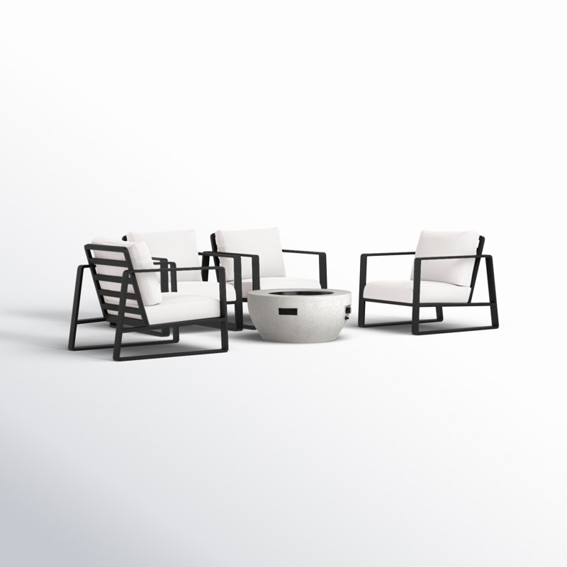 Leanna 4 - Person Outdoor Seating Group with Round Pire Pit Table
