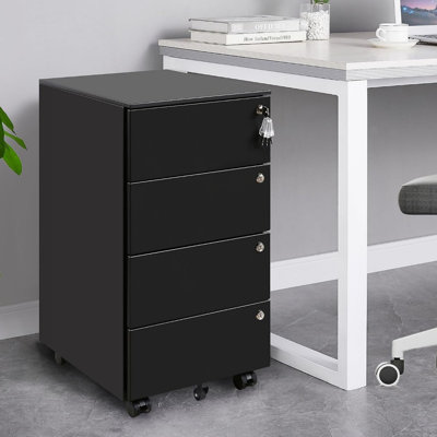 37 cm W 4 -Drawer Wheels / Casters included Mobile Steel Filing Cabinet