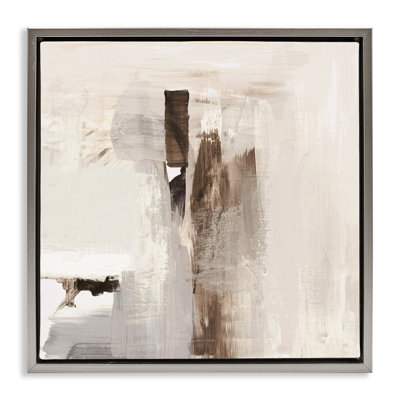  Off-White with Streaks Framed Floater Canvas Wall Art by Susan Jill