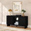 Meuble télé moderne 2 portes avec tablette centrale (59 x 16 x 30 po), noir-1713719109-1713719160