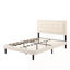 Structure de lit plateforme tapissier avec support en lattes de bois-129224065