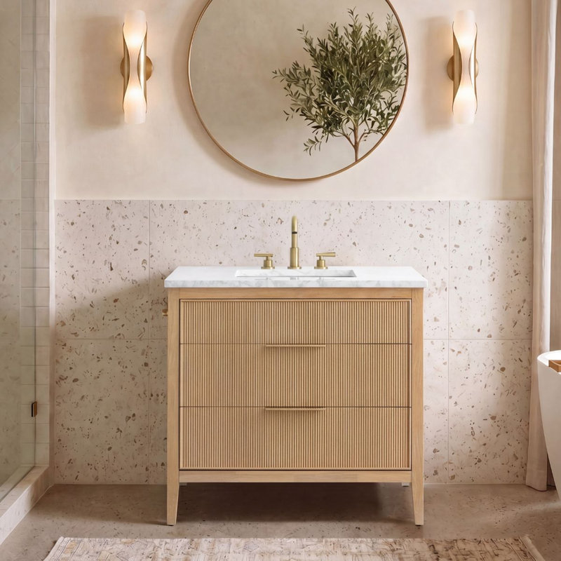 Emma 36" W Single Vanity, Classic Oak