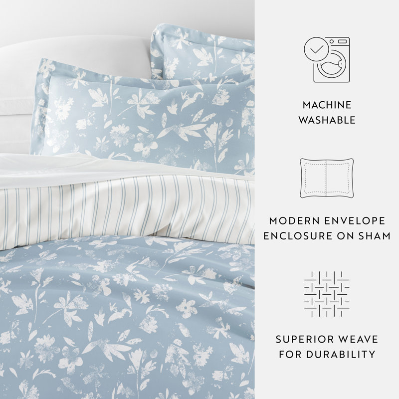 Soft Country Home Pattern Reversible Duvet Cover Set, Queen Comforter + 2 Pillow Shams