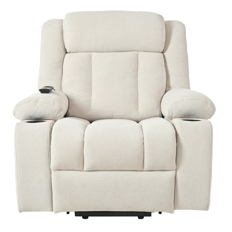 Power Lift Recliner Chair For Elderly,Fabric Lift Chairs For Living Room With Extended Footrest,Classic Single Sofa,Home Theater Seat With 2 Cup Holders,Side Pockets,Remote Control