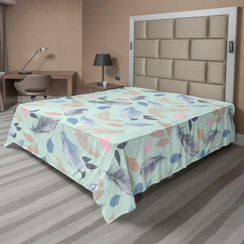 Floral Flat Sheet, Soft Pink Ceil Blue
