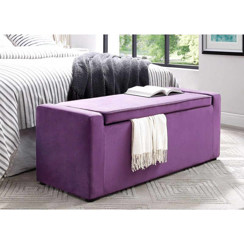 Banc de rangement en velours Fabroni, Mauve