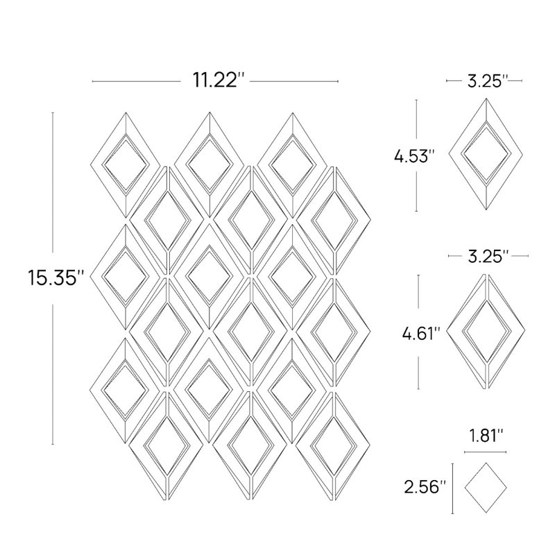 Nabi Jewel 3D Glossy Glass Mosaic Tile, Natural White