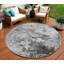 Tapis d'extérieur rond lavable gris anthracite et argent 8 pi