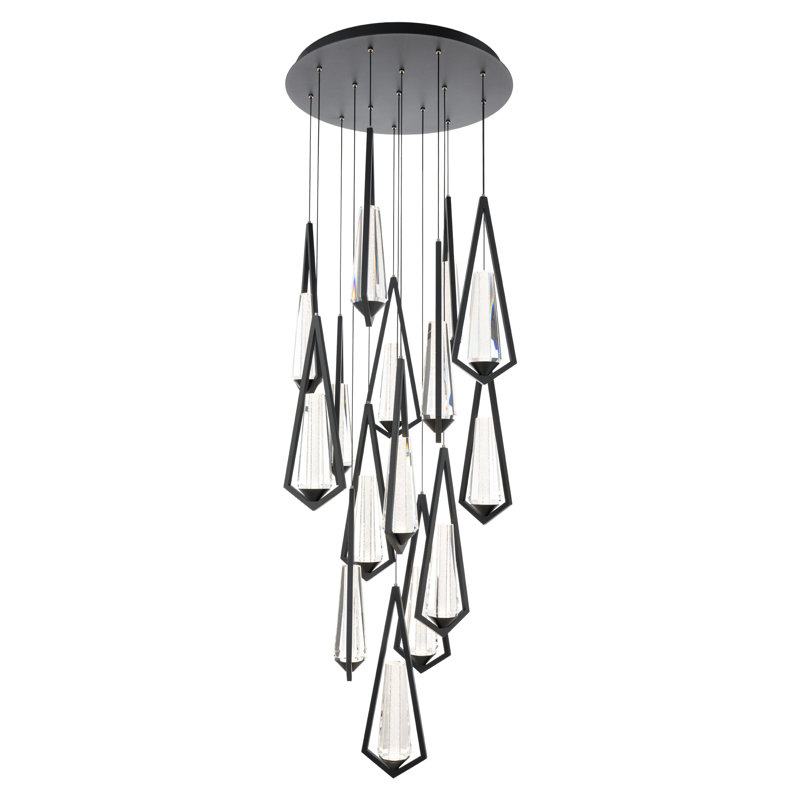 Devotion LED Pendant, 18" H x 23" W x 23" D, Black, 15 Lights