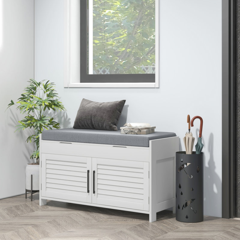 Shoe Bench Entryway Bench Shoe Storage with Hidden Compartments 35.4" Shoe Organizer With Adjustable Shelves and Shutter Doors