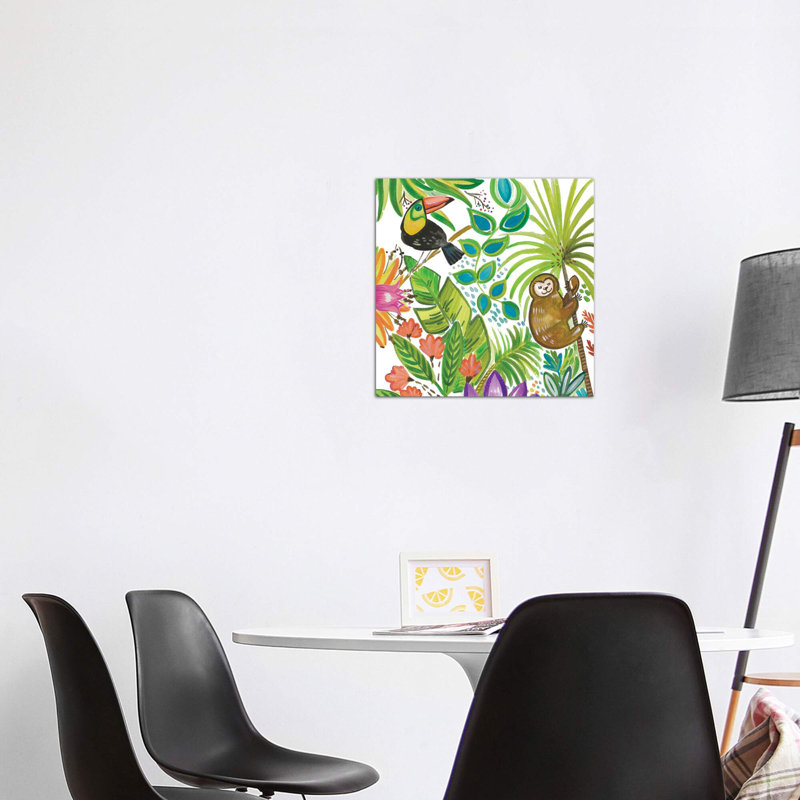 Art tropical encadré, Toile tendue, H 12 po x l 12 po x P 0,75 po